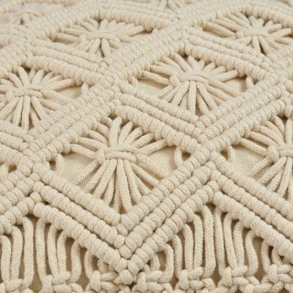 Macrame Cushion Cover, Zig Zag Lines Diamond Boxes, 18x18 inches, Pack of 1 - Picture 4 of 6